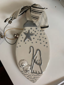 White Shepard and sheep ornament