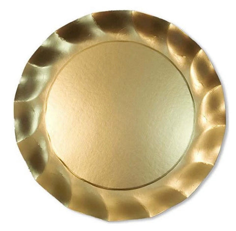 12.5” Wavy Metallic Gold Paper Chargers (Pack of 8)
