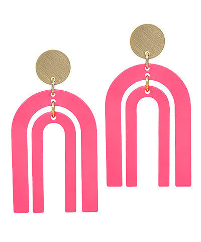 Neon Pink Double Arch Earrings