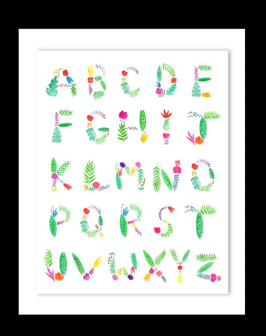 Tropical letters alphabet print