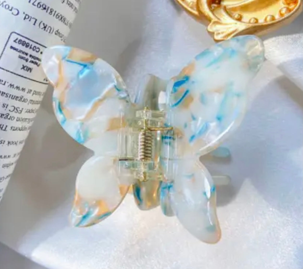 Blue & White Butterfly Clip