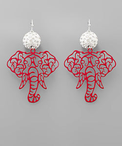 Red Elephant Filigree Earrings