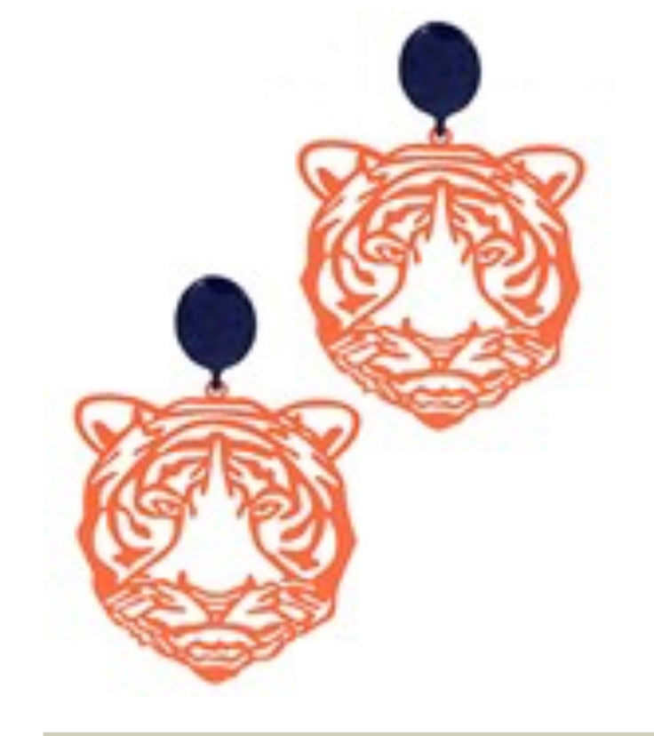 Orange Filigree Tiger Earrings