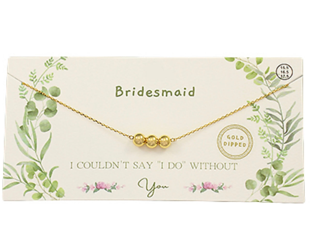 Gold 3-Bead Bridesmaid Necklace