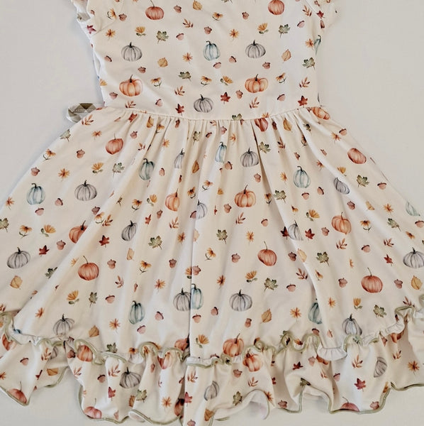 Vintage Pumpkin Cross Back Twirl Dress- Size 7