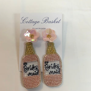 Bridesmaid Bottle Beaded Earrings