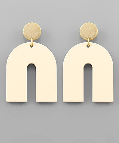 Ivory Arch Gold Disc Earrings