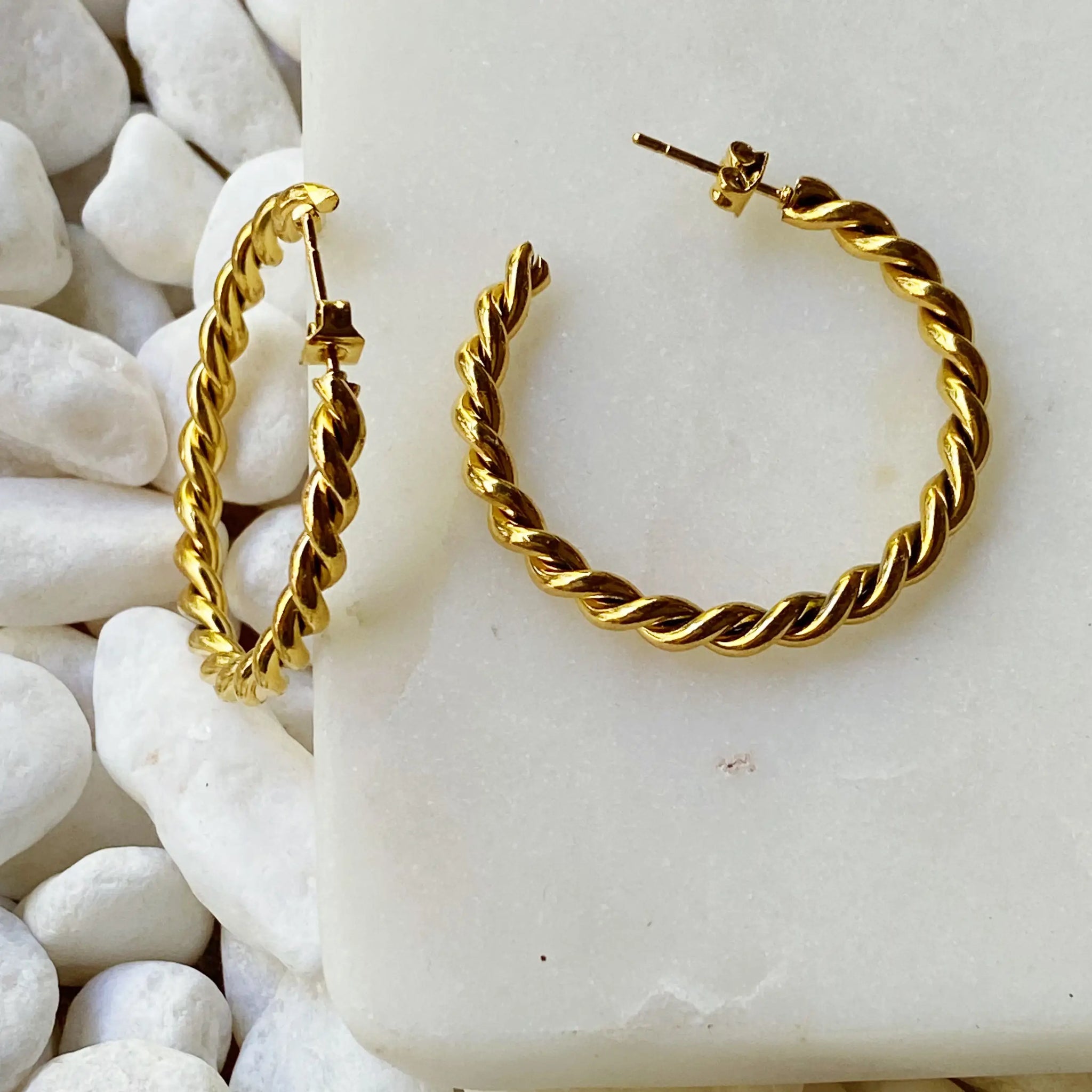 Twisted Gold Hoop Earrings