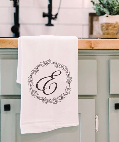 Monogram Tea Towel- Letter “E”