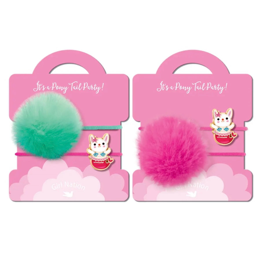 Girl Nation Rabbit Mermaid/ Pom-Pom Ponytail Holder