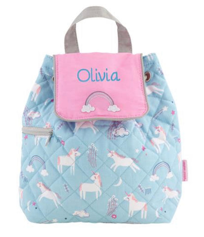 Quilted unicorn blue toddler bookbag
