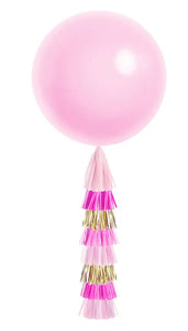 Jumbo Balloon & Tassel Tail - Pink