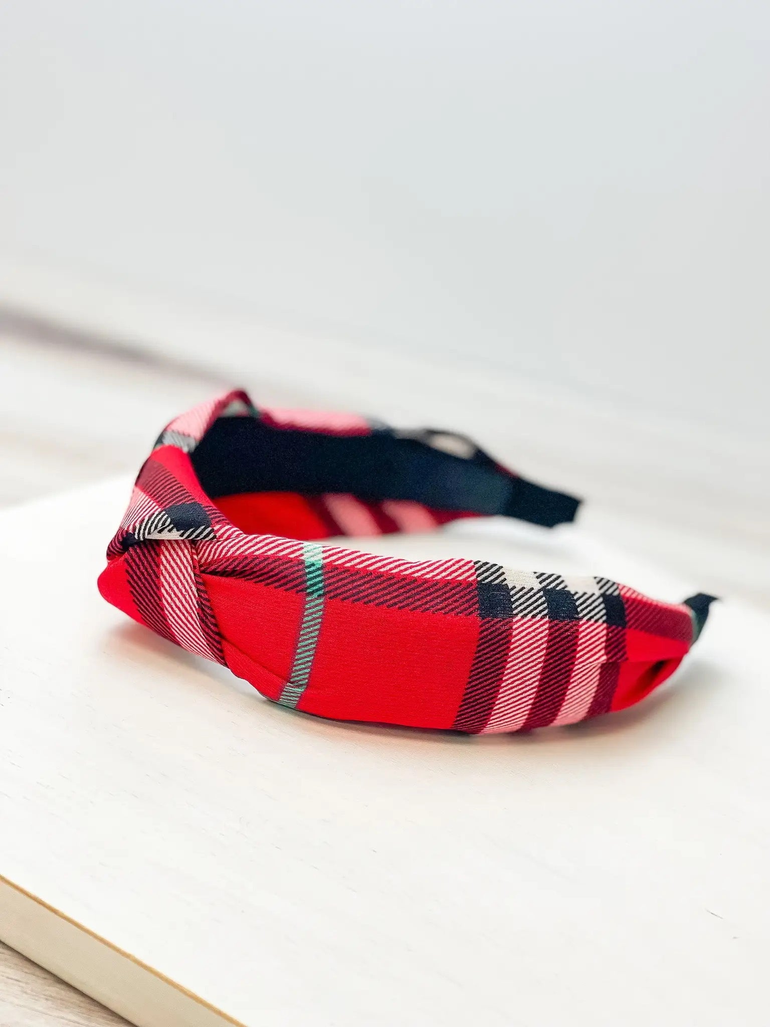 Topknot Plaid Red Headband