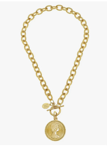 Susan Shaw Queen Coin Toggle Necklace (3995Q)