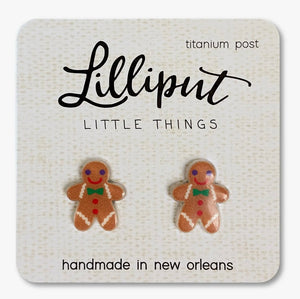 Lilliput Gingerbread Man Stud Earrings