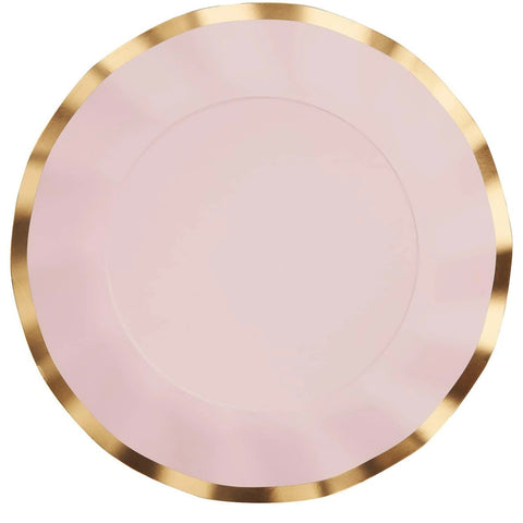 Wavy Pink/gold large paper plates
