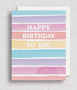 Rainbow Stripes Happy Birthday To You Card