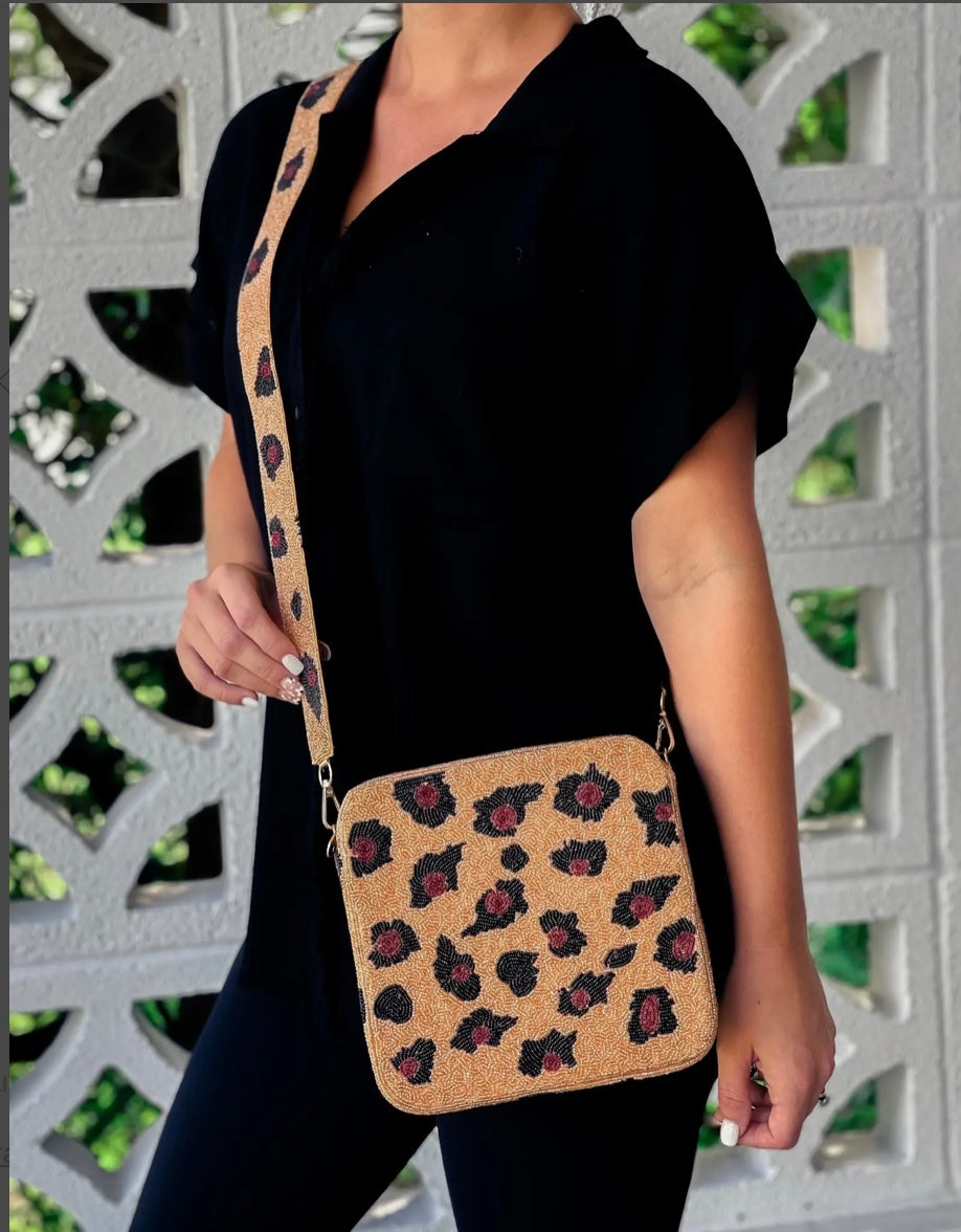 Leopard Beaded Purse