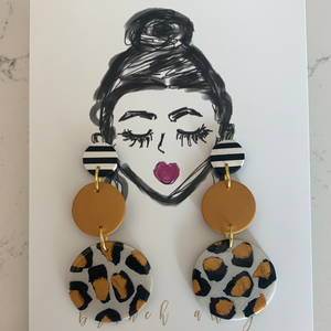 Branch Alley Snow Leopard/gold earrings