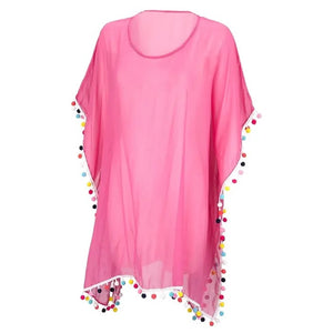 Hot pink Pompom coverup