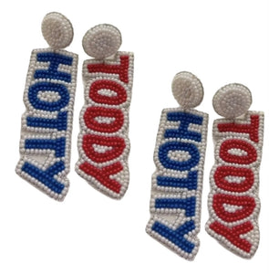 White Outlined Hotty Toddy Beaded Earrings