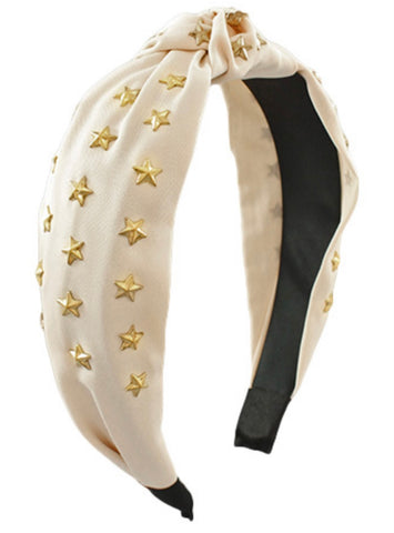 Ivory with Gold Star Studs Headband