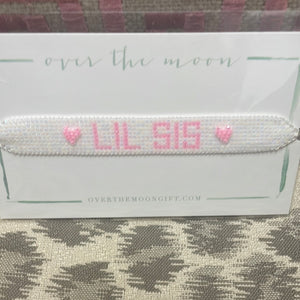 Pink beaded “big sis” bracelet