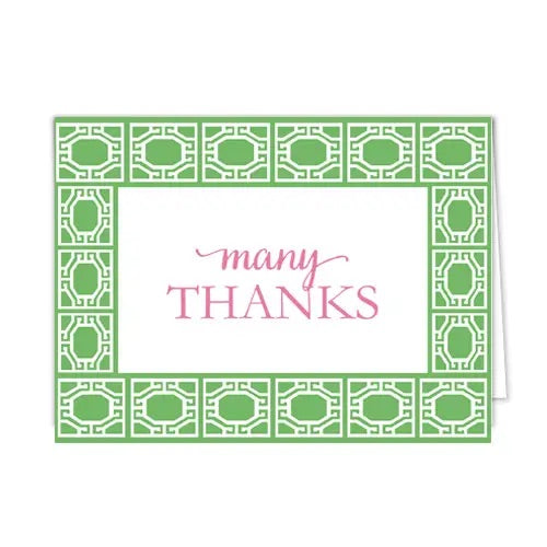 Many Thanks Green and Pink Notecards