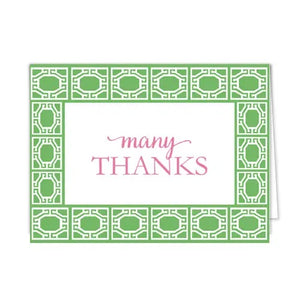 Many Thanks Green and Pink Notecards