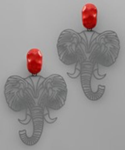 Gray Filigree Elephant Earrings
