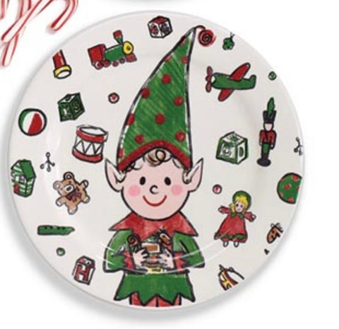 8” Elf with Toys Ceramic Plate