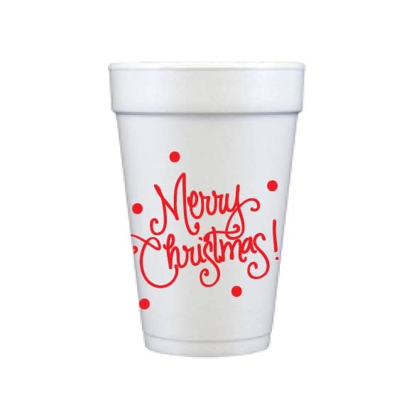 Red Merry Christmas Foam Cup Set of 12