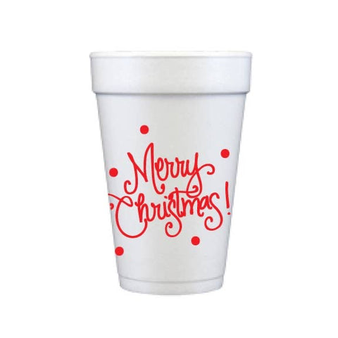 Red Merry Christmas Foam Cup Set of 12