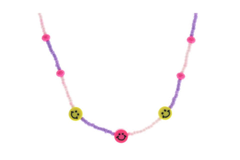Kid’s Pink and Purple Smiley Face Necklace
