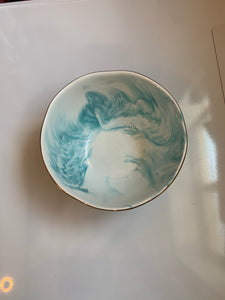 Teal Marble Ceramic Bowl