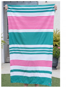 Paradise Stripe hot pink/parakeet Beach Towel - Royal standard