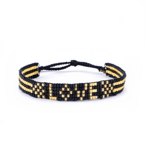 Black & Gold Kid’s LOVE Beaded Bracelet