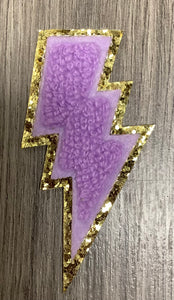 Purple Chenille Lightning Bolt Patch