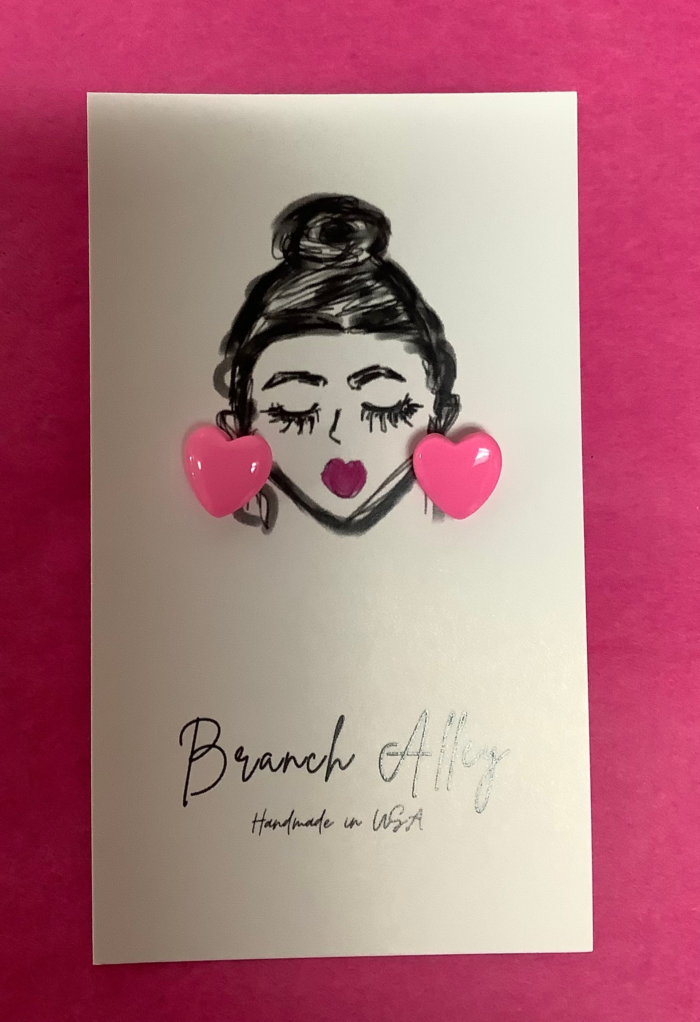 Branch Alley Bubble Gum Pink Mini Heart Studs