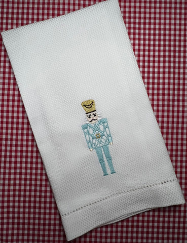Turquoise Embroidered Nutcracker Kitchen Towel