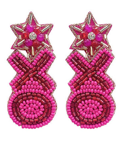Hot Pink/Red XO Beaded Earrings