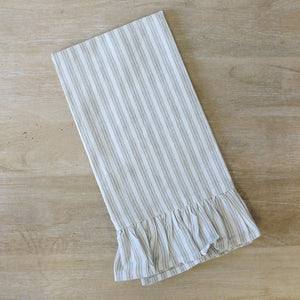 Taupe stripe ruffle hand towel