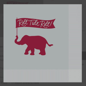 Roll Tide Roll Gray Paper Cocktail Napkins