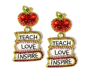Teach Love Inspire Beaded Earrings