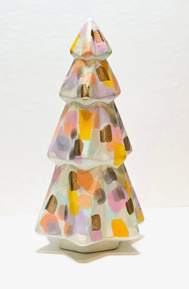 Hand-Painted Pastel Ceramic Small Christmas Tree