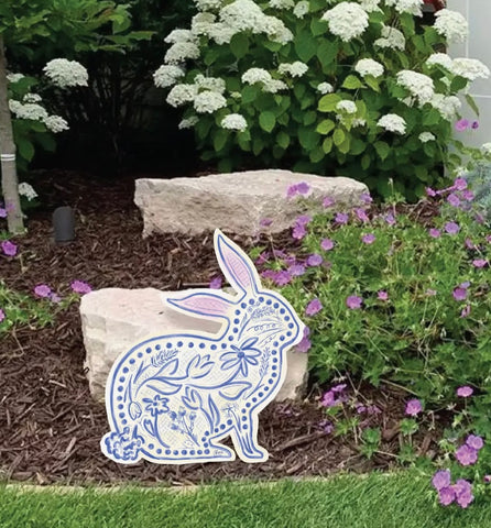 Chinoiserie Bunny Yard Stake