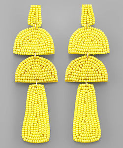 Yellow Beaded Tiered Earrings