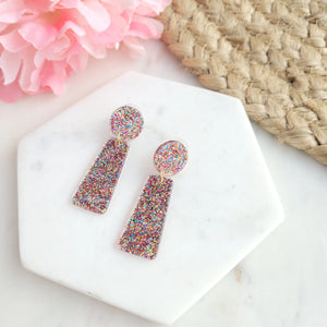 Rainbow Glitter Acrylic Earrings