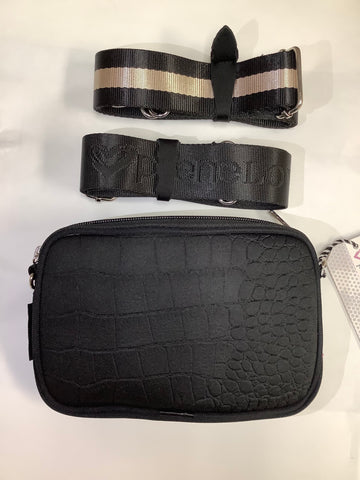 Neoprene Dual Crossbody Bag- Canada Croc Black