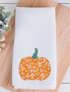 Pumpkin Waffle Weave Tea Towel